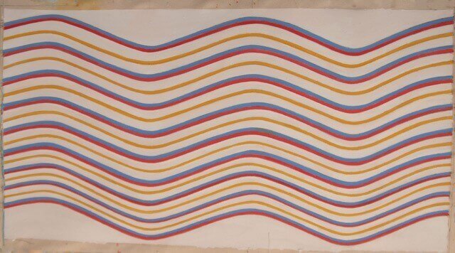 Pat Lipsky, C.B.W. acrylic gouache on canvas, 27 1/4” X 50 3/4", 2021